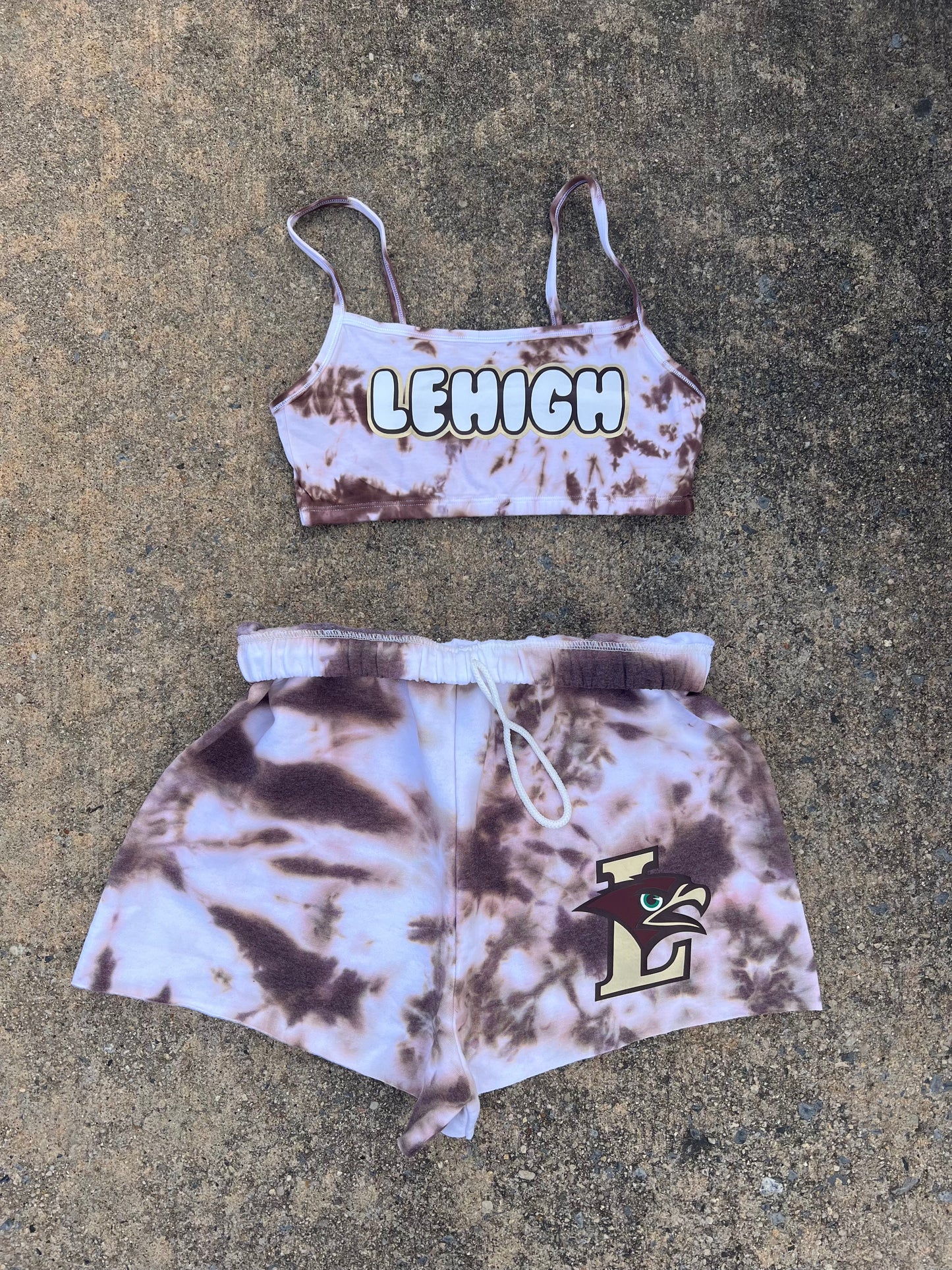 Custom College Any College or Sorority Tie Dye Bralette and Short Set