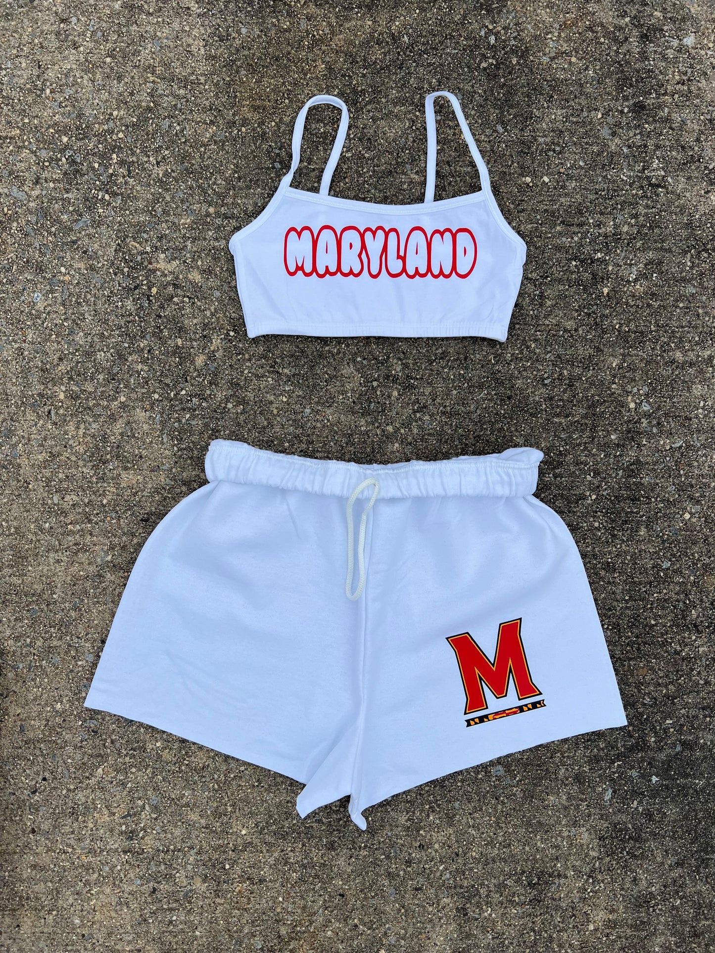 Custom College Any College or Sorority Solid Color Bralette and Short Set