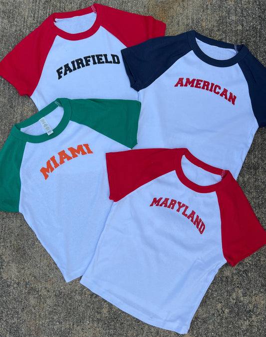 Custom Any College or Sorority Raglan Baby Tee