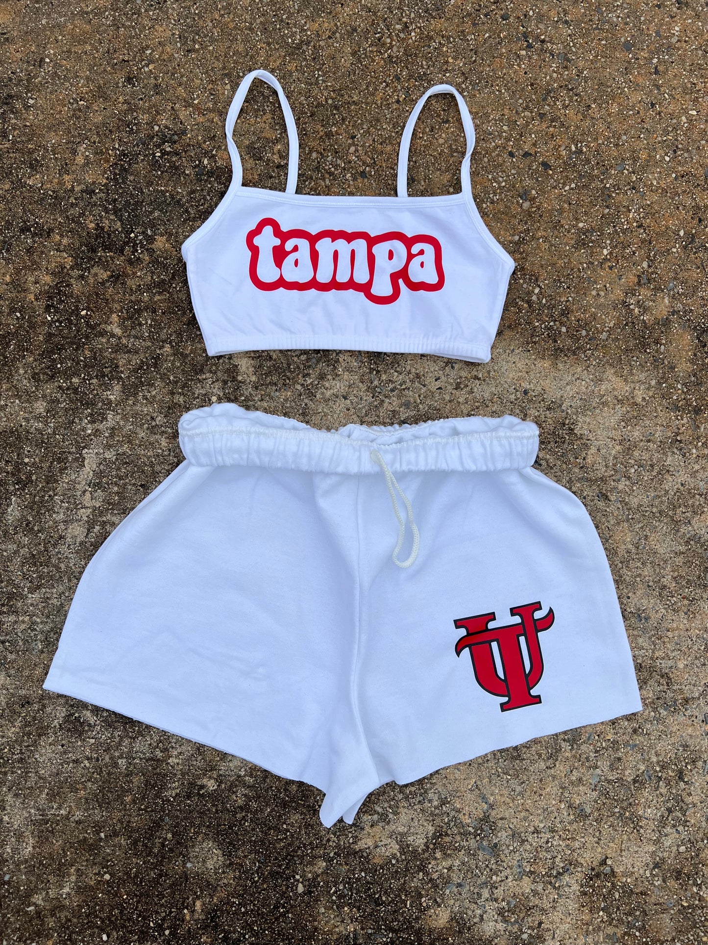 Custom College Any College or Sorority Solid Color Bralette and Short Set