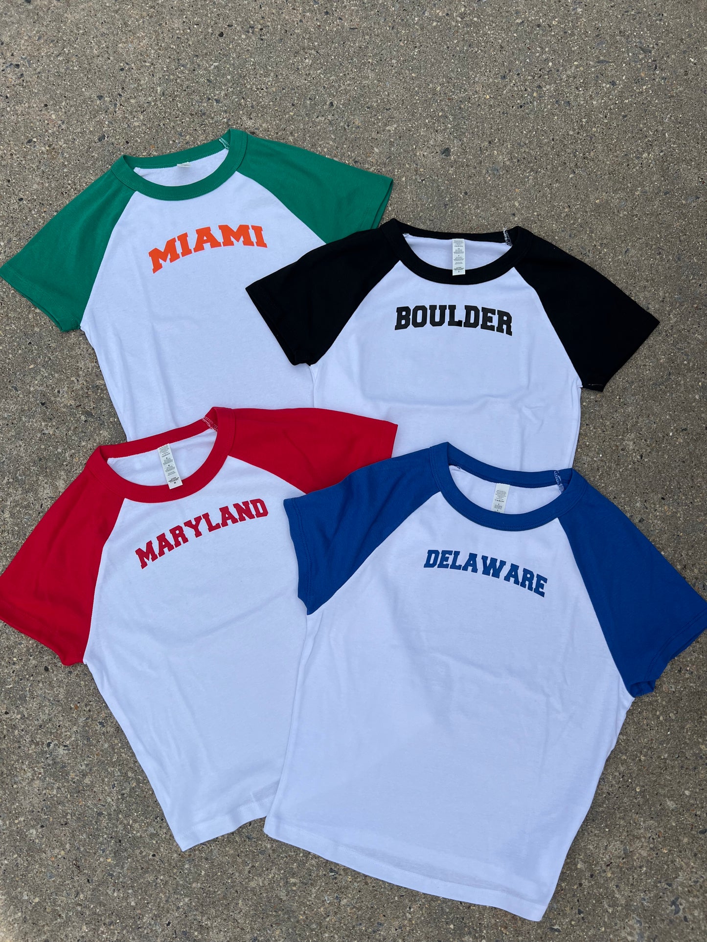 In stock ready to ship assorted raglan sleeve baby tee