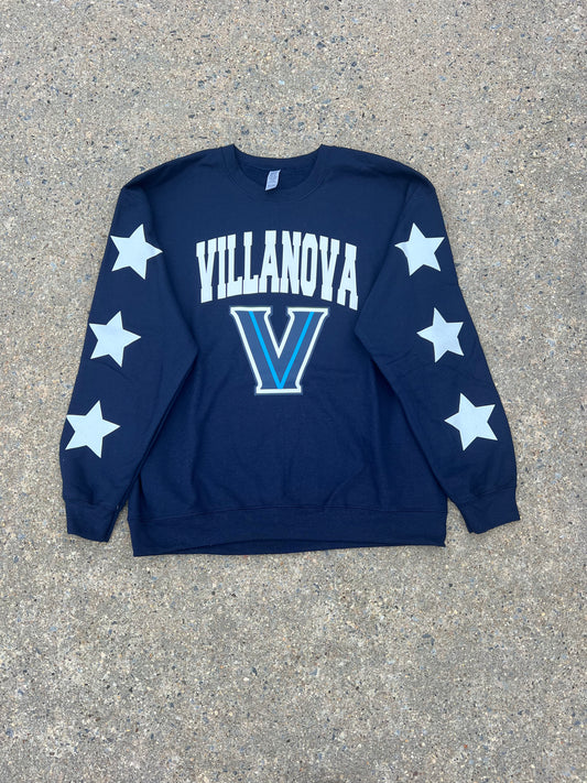 In stock ready to ship Villanova star sleeve crewneck sweatshirt